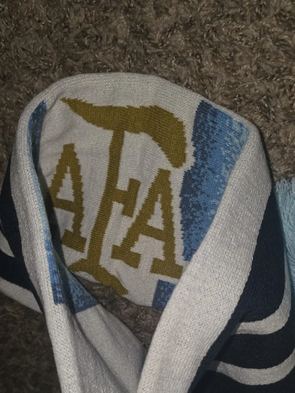 adidas Argentina AFA Light Blue, Navy & Gold Striped Knit Scarf Futbol Team New